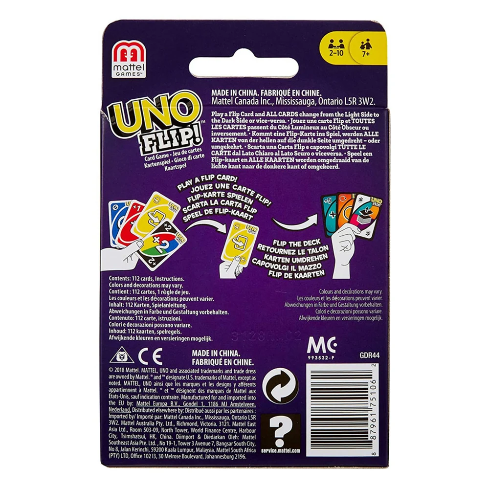 UNO FLIP! Games Family Funny Entertainment Board Game Fun Playing Cards Kids Toys Gift Box Uno Card Game Children Birthday Gifts
