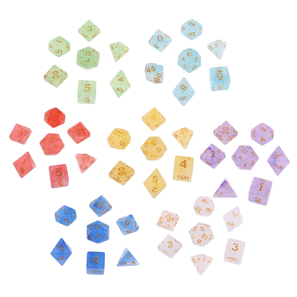 Pack of 7 Gem Acrylic Polyhedral Dice for Dungeons and Dragons D4 Dice Cup Games 1.6cm Length for Dice Game Lovers