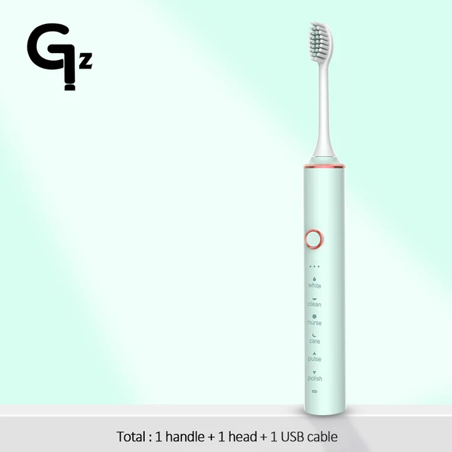 GeZhou Electric Toothbrush Sonic Toothbrush Rechargeable IPX7 Waterproof 6 Mode Travel Toothbrush with 8 Brush Head best gift N100green 1