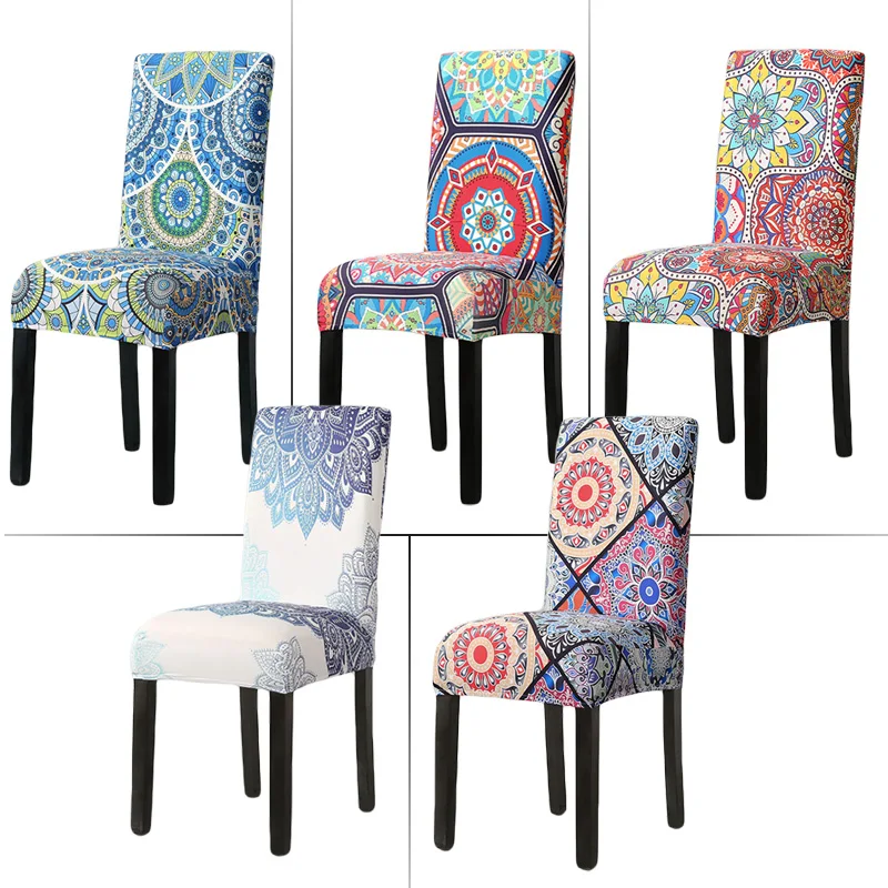 Bohemian Style Chair Cover Home Dining Elastic Chair Covers Universal Stretch Anti-dirty ...