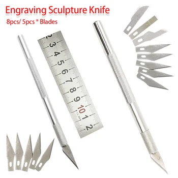 

Engraving Craft Knive Blades 6pcs/9pcs Non-Slip Metal Scalpel Knife Tool Kit Pen Cutter for Phone PCB DIY Repair Tool Hand Tool