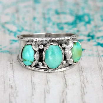 

Creative Vintage unique Modeling Women's Rings Delicate mosaic Turquoises anniversary Holiday Gift Banquet Jewelry