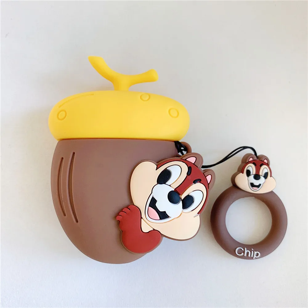 Chip Силиконовый чехол для Apple Airpods 1 2, Классический чехол для белок, сосновых конусов, кольцо на шнурке, защитный чехол, с рисунком из мультфильма «Н», зависание - Цвет: Chip