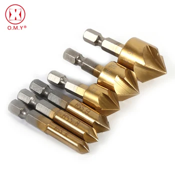 

OMY 5 Flute Chamfer Countersink 1/4" Hex Shank HSS 90 Degree Wood Chamfering Cutter Chamfer 6mm-19mm Countersink Drill Bit