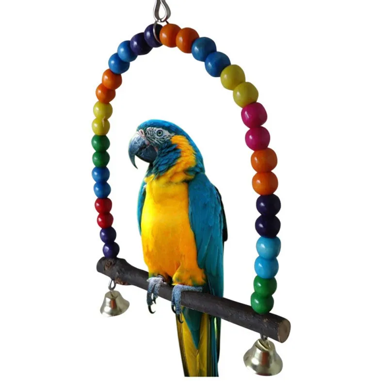 Разноцветный попугай качели декоративные игрушки для птичьих клеток Cockatiel Budgie Lovebird Woodens птицы качели для попугаев деревянная игрушка