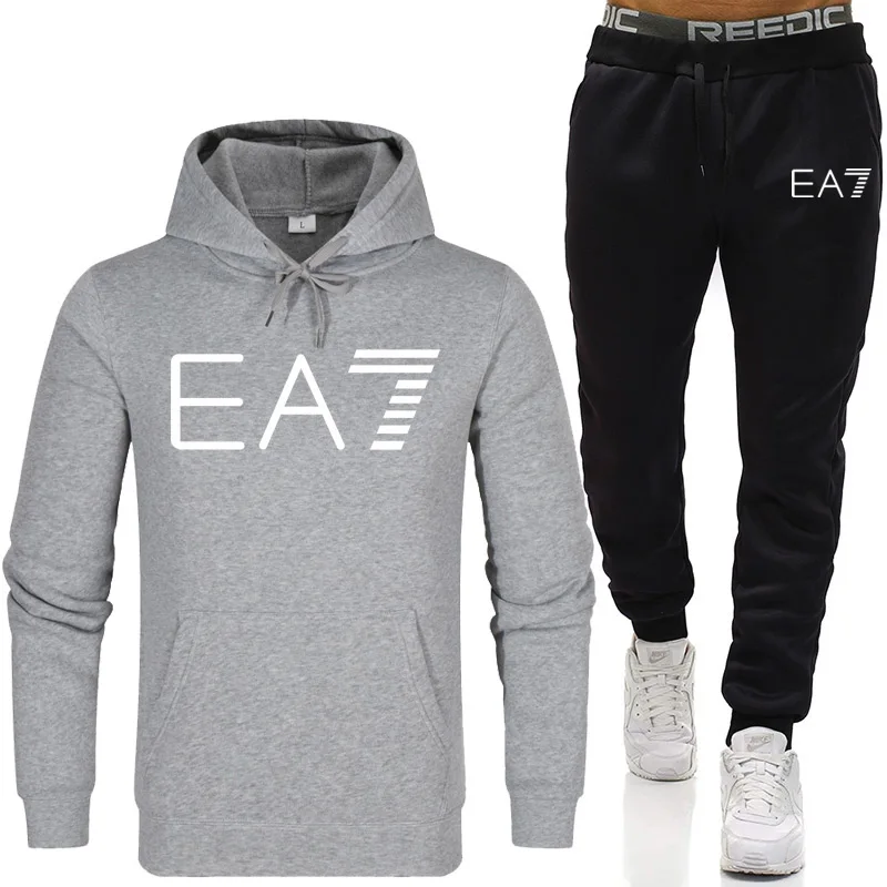 

Fashion Brand Men Sets Tracksuit Autumn Warm New Men's Hoodies + Sweatpants Two Piece Suit Hooded Casual Sets Male Clothes