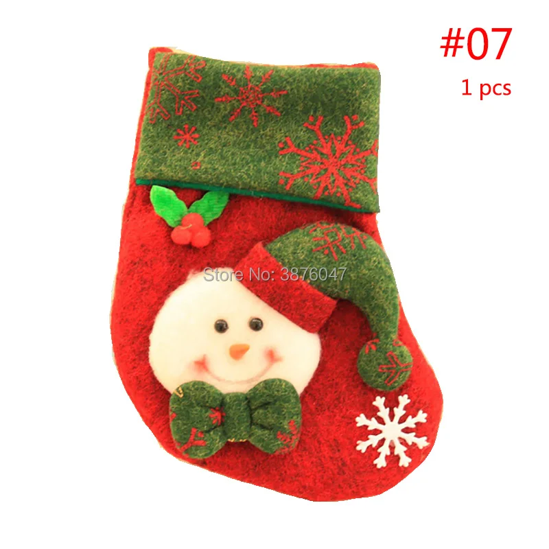 1 шт. рождественские чулки носки подарок конфеты сумки ткань Санта Клаус Снеговик рождественские вечерние предметы интерьера - Цвет: 07