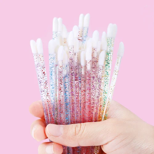 50Pcs 일회용 크리스탈 속눈썹 브러시 속눈썹 마이크로 립 브러쉬 용품 애플리케이터 클리너 뷰티 속눈썹 연장 도구 5