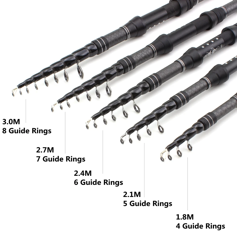 1,8 м 2,1 М 2,4 М 2,7 М 3,0 м многофункциональная телескопическая удочка карбонический карп стержень Портативный путешествия рыболовные снасти