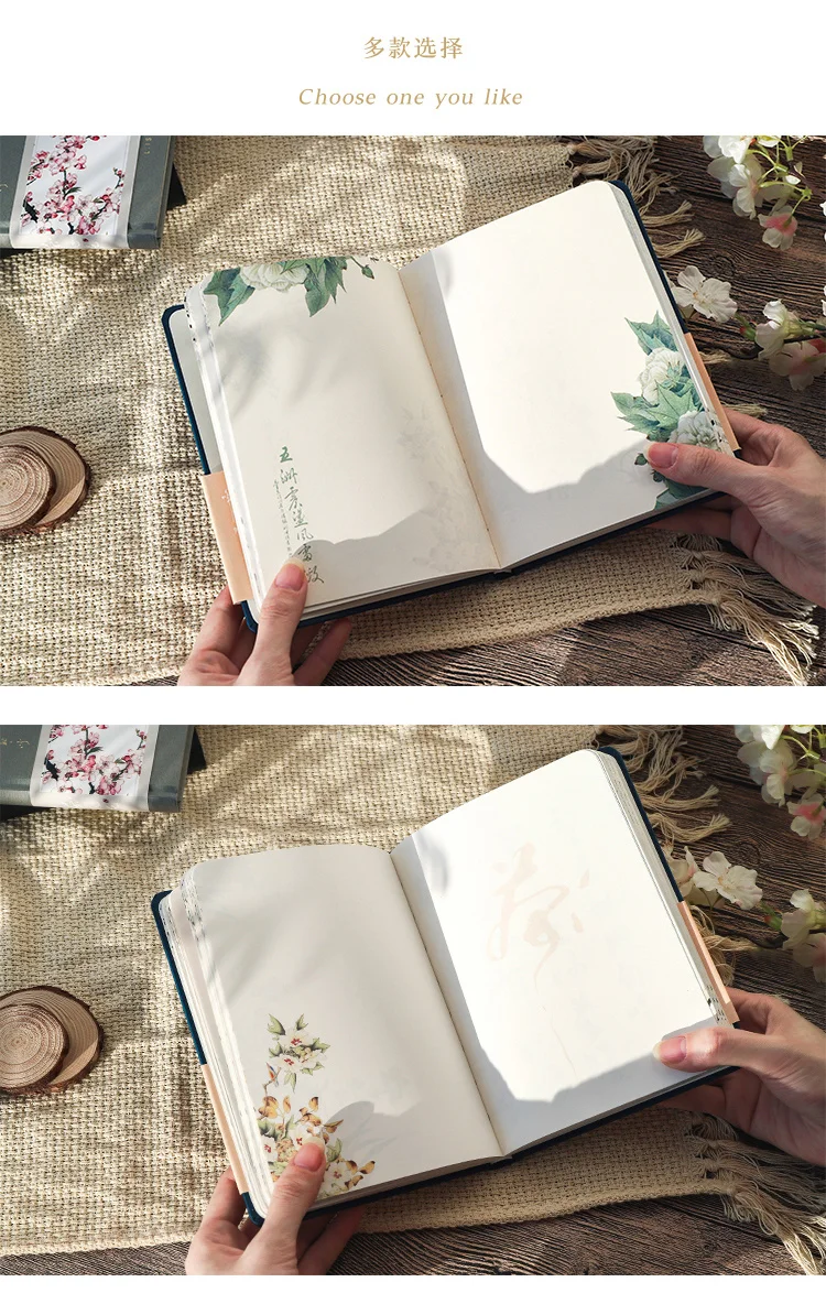 Caderno de Página Caderno de Capa Interna Estilo Chinês Dura Criativo Diário Livros Plano Semanal Manual Scrapbook Requintado Cor 6 Material escolar e de escritório