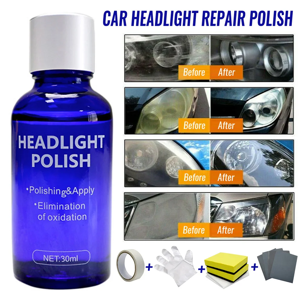 30ml Headlight Repair Liquid Headlight Polishing Auto Rearview Mirror Coating Anti-scratch and Maintenance Liquid Kit Car Care car wax