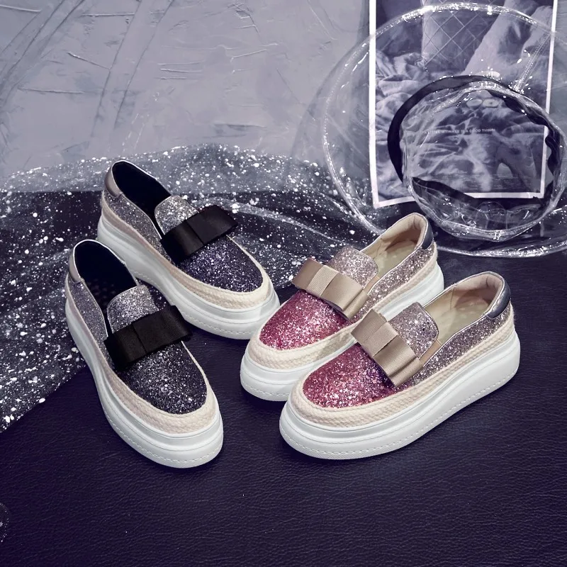 

Slip-on Loafers Women's 2018 New Style Autumn Genuine Leather Korean-style Versatile round-Toe Thick Bottomed Platform Shoes WOM