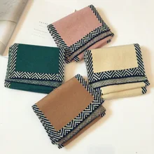 Корейская Вязаная Шерстяная Одежда с геометрическим рисунком, в полоску, мягкая, теплая, Осень-зима, плотная, для детей, для мальчиков и девочек, шали, шарфы, аксессуары-LHC