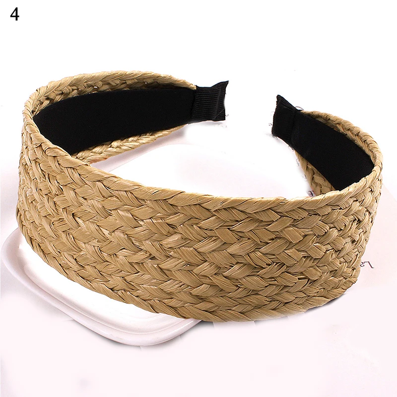 hair clip ins Korean Knotted Handmade Straw Headband Weaving Turban For Women Girls Hair Hoop Bezel Wide Hairbands Hair Accessories Headwear head scarf bandana Hair Accessories