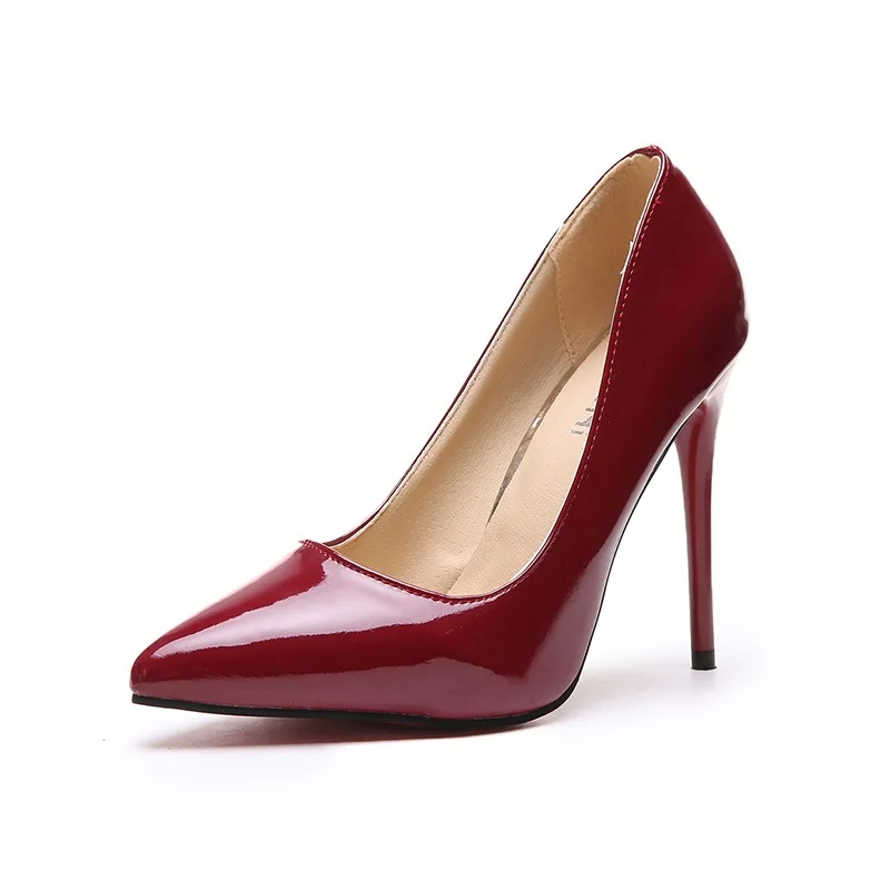 

Plus Size 34-44 HOT Women Shoes Pointed Toe Pumps Patent Leather Dress High Heels Boat Shoes Wedding Shoes Zapatos Mujer White