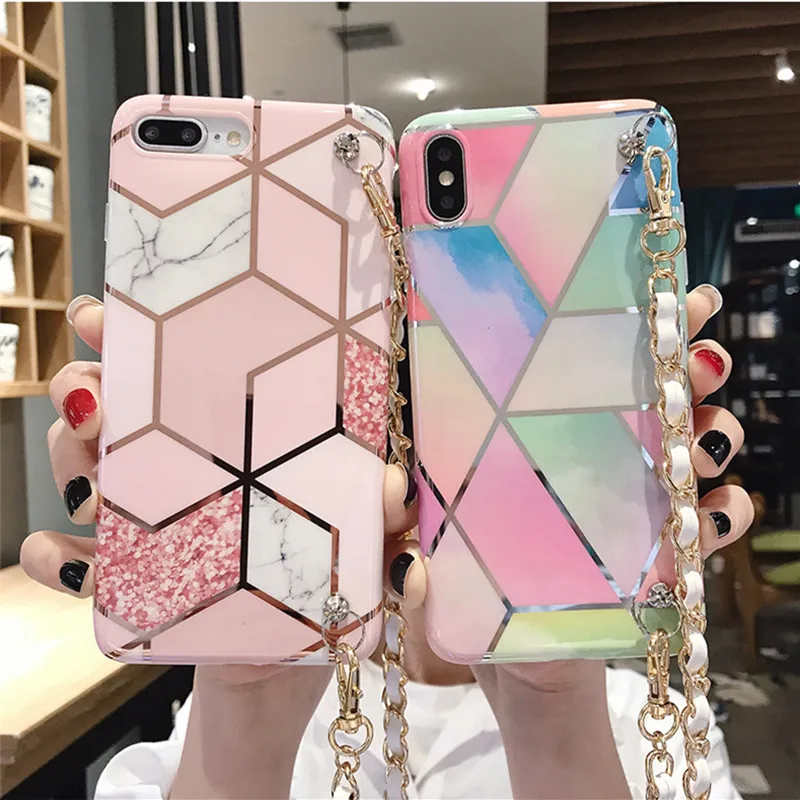 For samsung galaxy note 9 8 10 pro s10 s8 s9 plus s10e case cover luxury marble gird shoulder chain strap soft tpu phone bag cap For samsung galaxy note 9 8 10 pro s10 s8 s9 plus s10e case cover luxury marble gird shoulder chain strap soft tpu phone bag cap