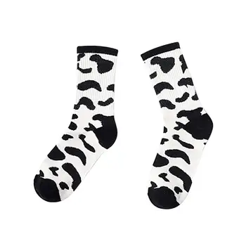 

Women's Trend Cow Printing Bright Color Socks In The Tube Casual Cotton Socks #3D09