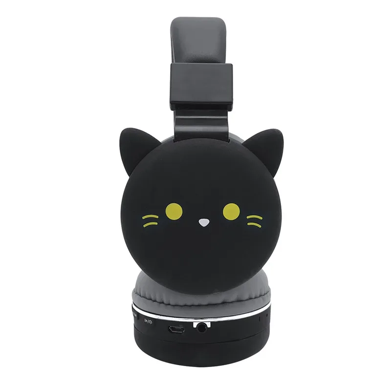 Cool Cartoon Bluetooth Headset 3D Black Cat Wireless Headphones Support FM Function Girl Music Stereo Headphones For iPhone Gift