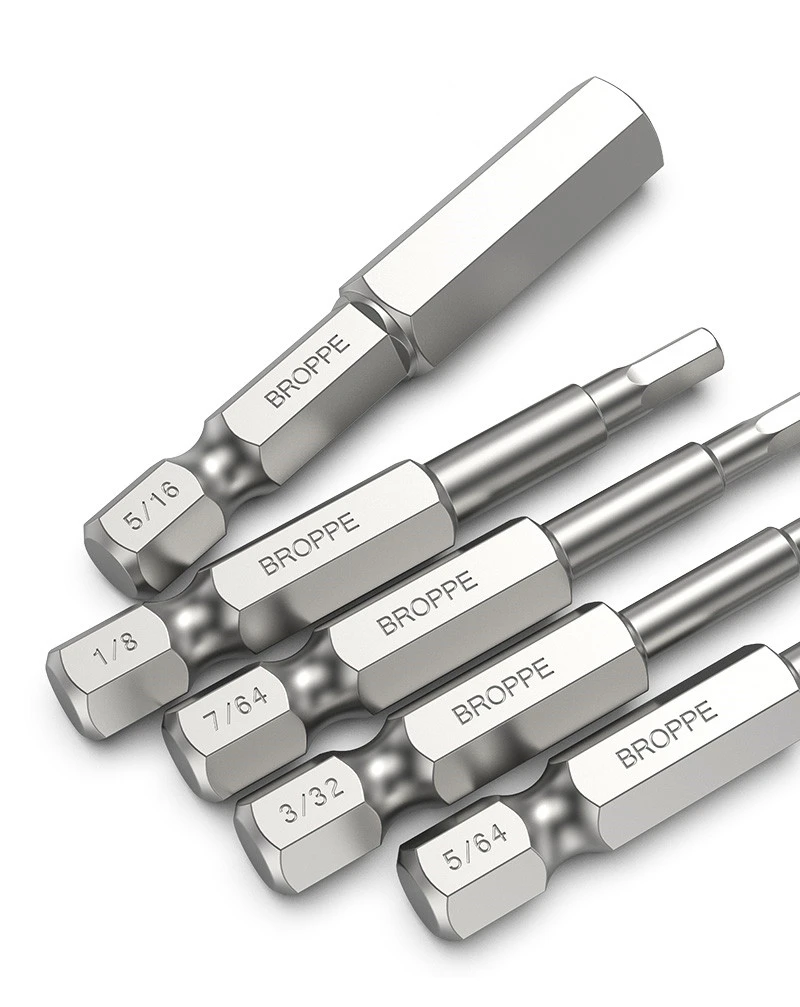 10 Stück SAE Zoll Innensechskant-Schraubendreher-Bit-Set 5/64-5/16 Zoll S2 legierter Stahl magnetischer Sechskant-Schraubendreher-Bit – Detail 5