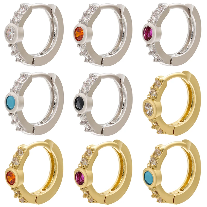 ZHUKOU 2020 NEW 1piece CZ crystal Round small hoop earrings gold/silver color women earring hoops for party/gift model:VE242 | Украшения и