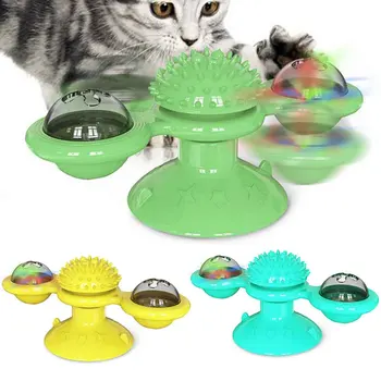 

Windmill Cat Toy With Led Ball Soft Massage Kitten Educational Pet Tickle Scratching Turntable Teasing Interactive Cat Toy