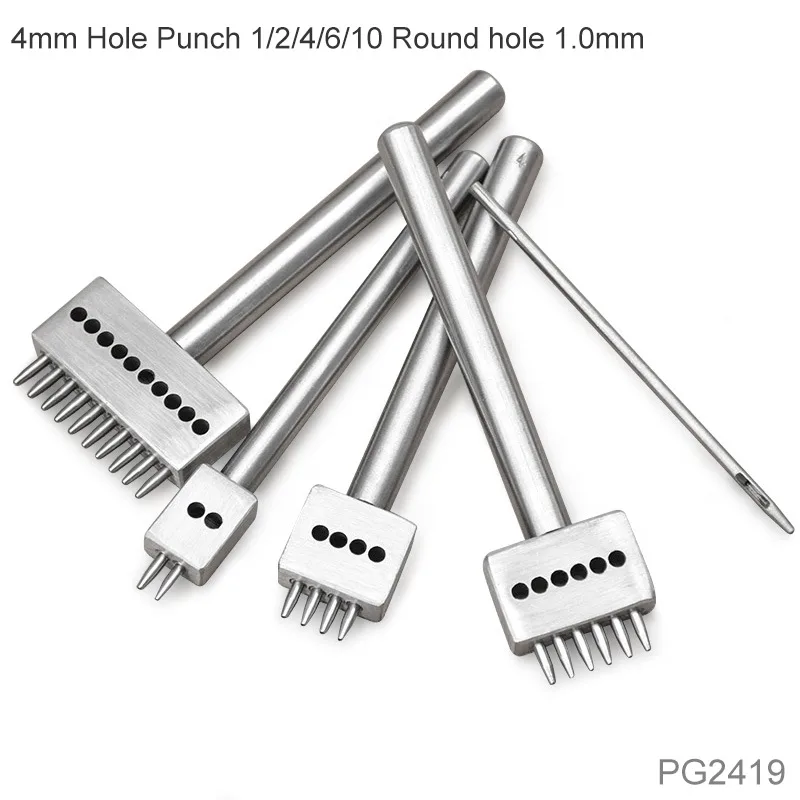Hole Punch 5PCS Можно выбрать инструмент для шитья кожи, для штамповки кромок, для шитья, зубец, дырокол, Creaser, кожевенное ремесло, восковая линия, набор инструментов для резьбы по коже - Цвет: Hole Punch 5PCS