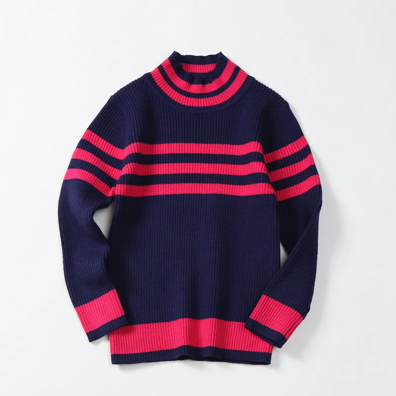 Navy Blue Одежда для детей г. Осенне-зимний свитер для мальчиков Детский пуловер в полоску трикотажный свитер для мальчиков, одежда топы для детей 4, 6, 8, 10, 11 лет - Цвет: Navy Blue