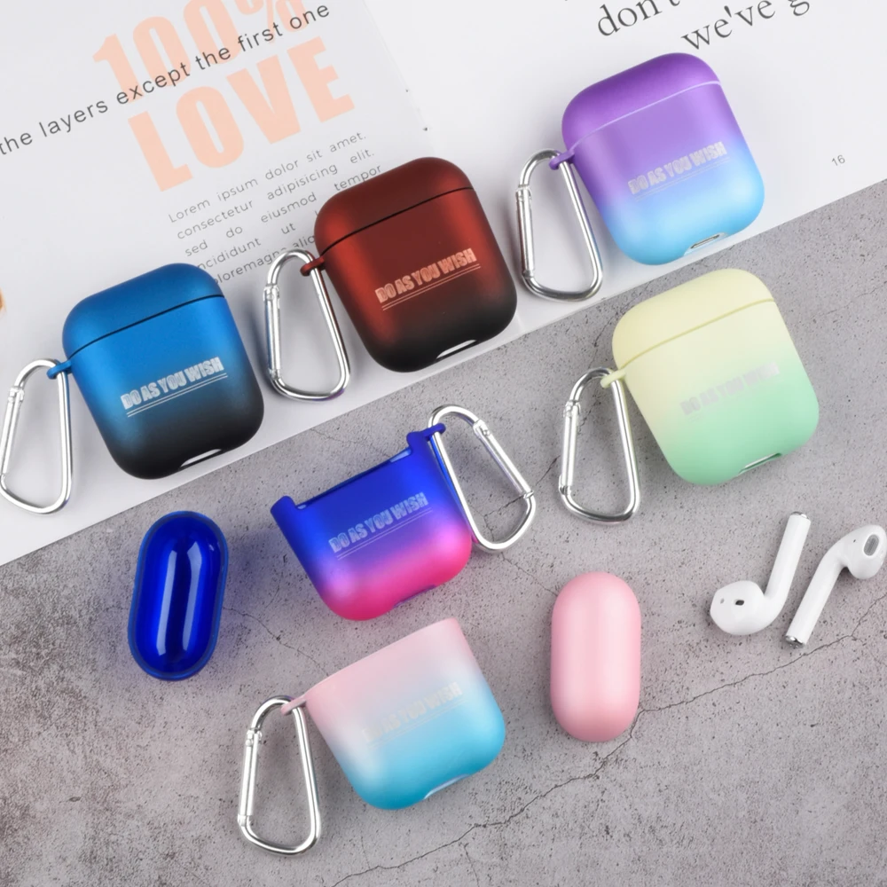 

Gradient Color hard pc Earphone Case For Apple Airpods Shockproof Cover With Hook For Airpods Case For Airpod Shell box