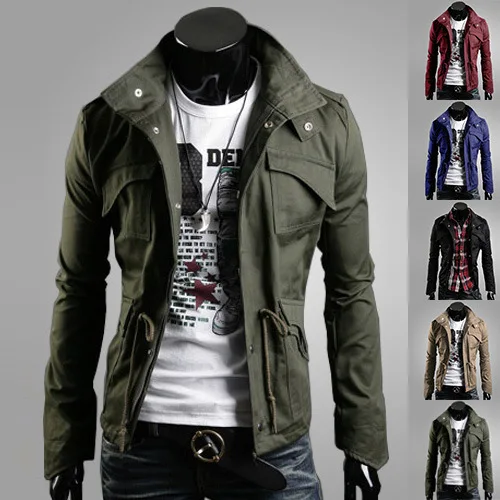 

2017 New Style Korean-style Men Stand Collar Jacket Slim Fit Single Breasted Men Jacket Casual Coat