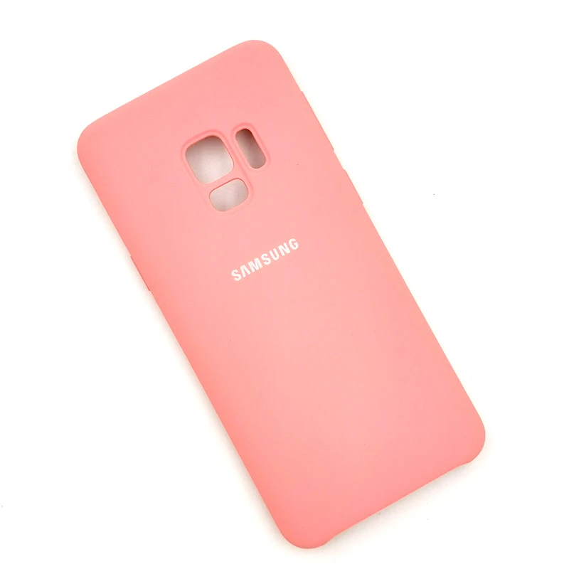 Чехол для samsung galaxy s9 plus, жидкий силиконовый чехол, мягкий на ощупь, полный защитный чехол на заднюю панель для galaxy s9 s9 plus с логотипом - Цвет: pink