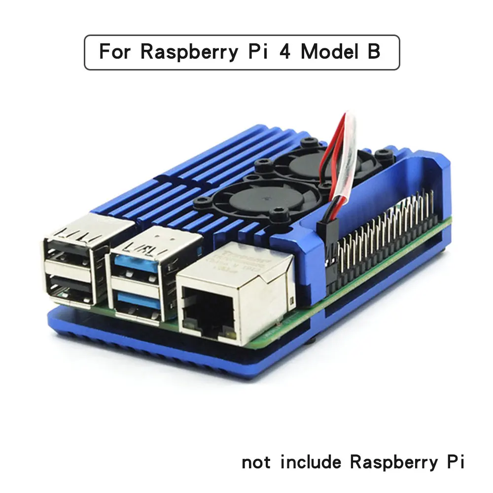 Raspberry Pi CNC Aluminum Alloy Dual-Fan Case with Heat Sinks - 5 Color Armor Shell
