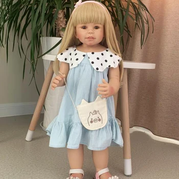 

70cm huge baby doll full vinyl bebe reborn toddler girl doll for children gift toys babies clothing dress model