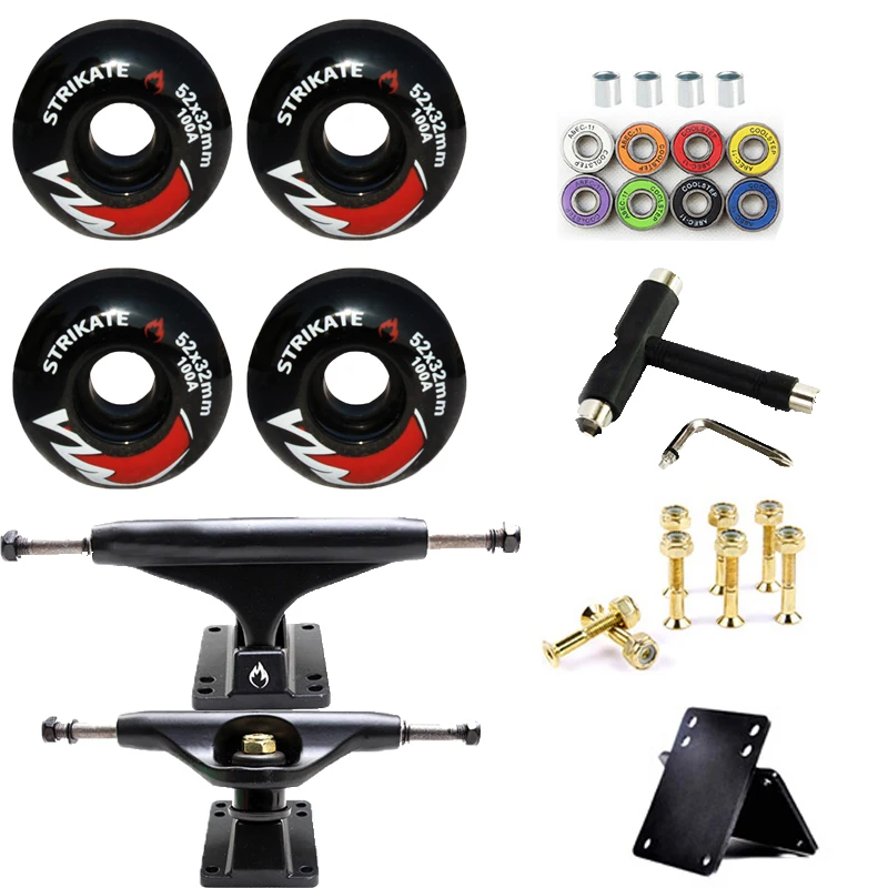 

52 32mm 100A Skateboard Wheels With 5in Skateboard Trucks Aluminum Magnesium Alloy For Professional Bridge Skate Board Bracket