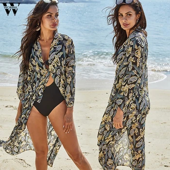 

Womail 2020 Cover-ups Women Summer bohe Print Beach Wear Chiffon Tunic Dress Bikini Sarong Wrap Skirt Swimsuit Cover Up Holiday