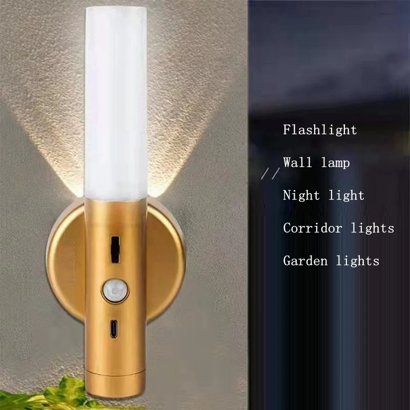 cool night lights 4in1 LED Motion Sensor Night Light Detachable Wall Light Emergency Flashlight USB Rechargeable Bedside Lamp Cabinet Light star night light
