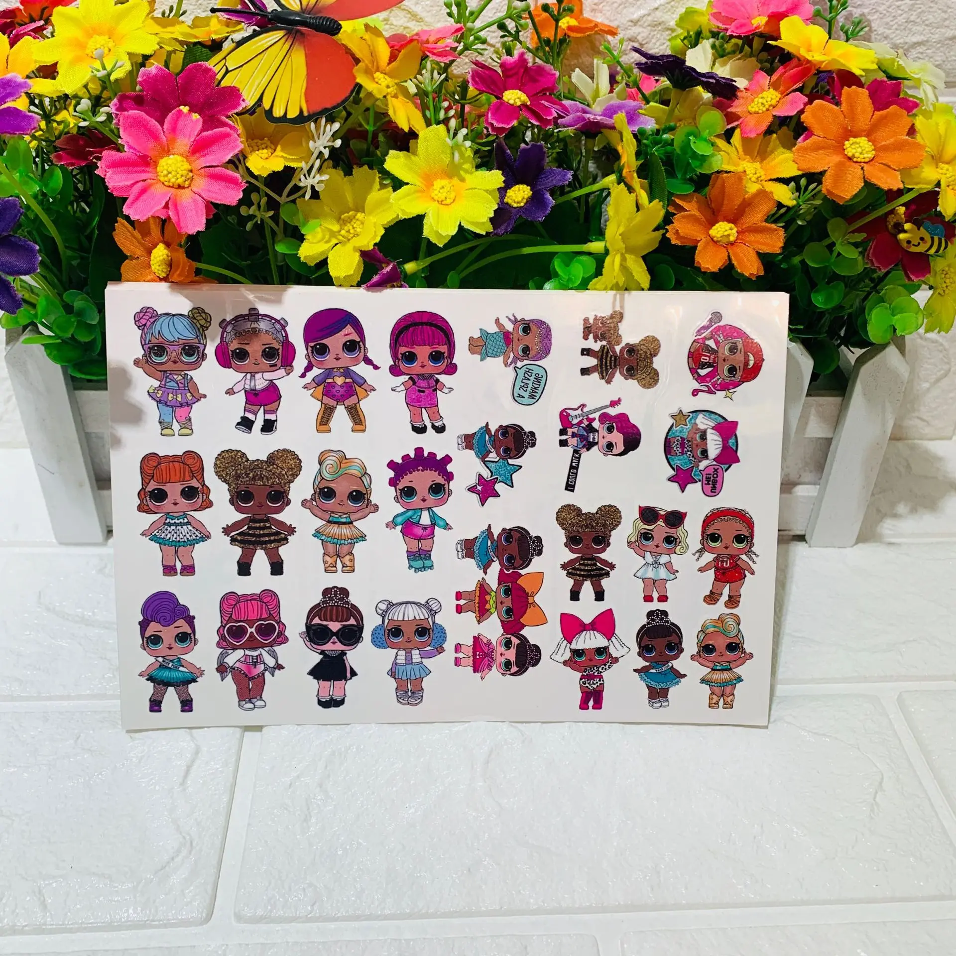 

LoL surprise doll toys for girls cartoon stickers suitcase trolley case suitcase waterproof graffiti Stroller for dolls