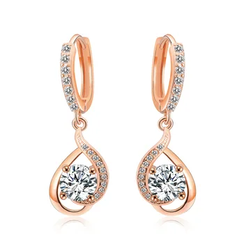 

Luxury 925 Sterling Silver Color Drop Earrings for Women Wedding Earrings Rose Gold Stone Earring Cubic Zirconia Diamond Jewelry