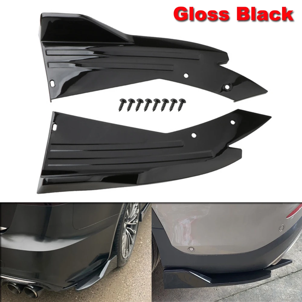 

2pcs Universal Gloss Black Car Rear Bumper Spoiler Canards Fins Anti-crash Diffuser Lip Wrap Angle Splitter Protector Guard Kits