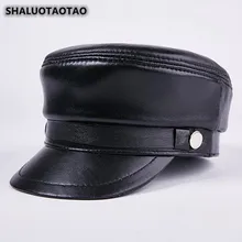 SHALUOTAOTAO шляпа из натуральной кожи для мужчин качество модные армейские Кепки из овечьей кожи осень зима термо Досуг движение плоская кепка