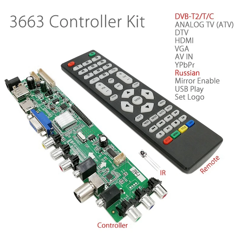 3663 Новый цифровой сигнал DVB C T2 T Универсальный ЖК дисплей ТВ контроллер драйвер