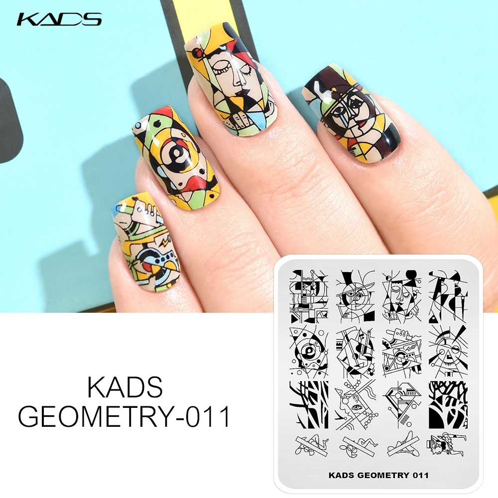 KADS штамповочные пластины геометрические 011 изображения дизайны пластинки для ногтей шаблоны для стемпинга гвоздь штамп трафаретная пластина