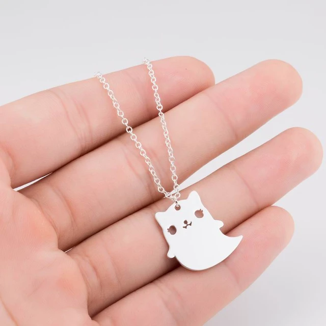 Cute And Charming Fat Cat Necklace Girl Ghost Cat Necklace - Necklace -  AliExpress