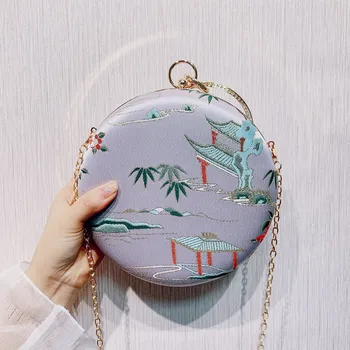 

Embroidery Design Large Capacity Women Clutch Evening Bags Gold Chain Shoulder Bags Girls Handbags Purses For Ladies Party Bags