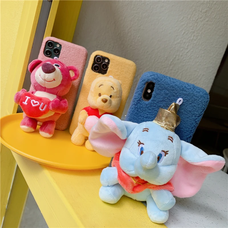 Для iphone 11 pro милый мультфильм Винни поросенок теплый плюшевый питомец кукла мягкий чехол для iphone XS Max XR X 6 6S 7 7p 8 plus Dumbo чехол
