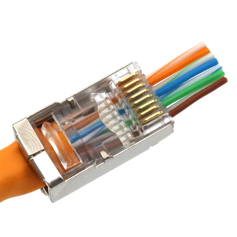 Xintylink-conector Blindado de Metal Jack Plugue de Cabo Ethernet Rj45 Cat5e Cat5 Sftp Ftp Stp rg rj 45 Rede 50u 6u - Imagem 2
