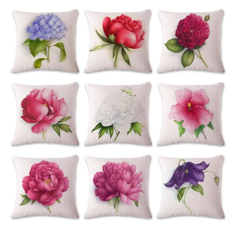 

45cm*45cm fresh Hydrangea design linen throw pillow covers couch cushion cover home decor pillow
