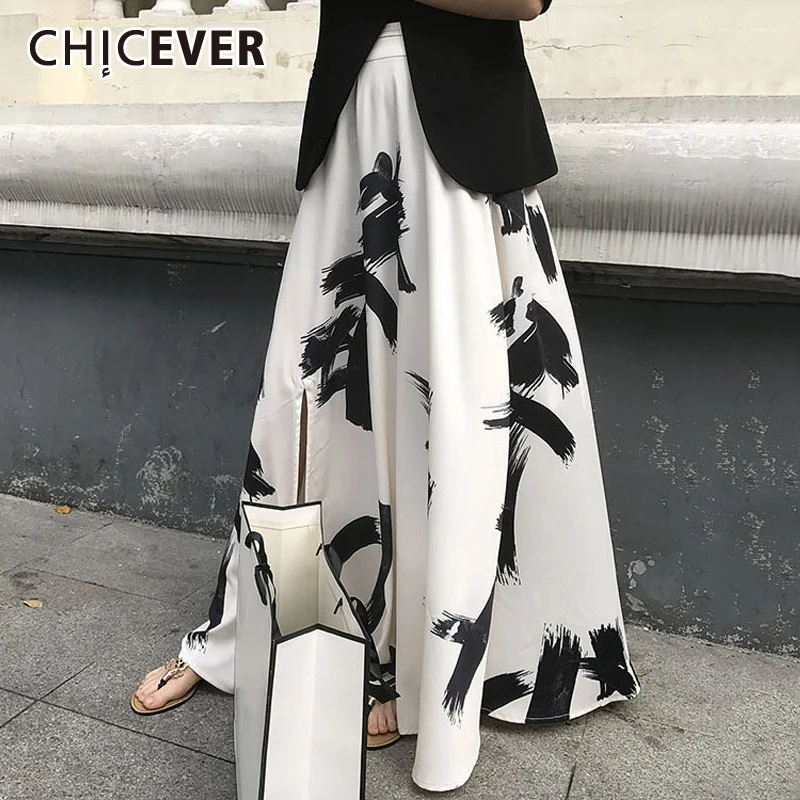 Женская длинная юбка с разрезом CHICEVER свободная эластичная большого размера