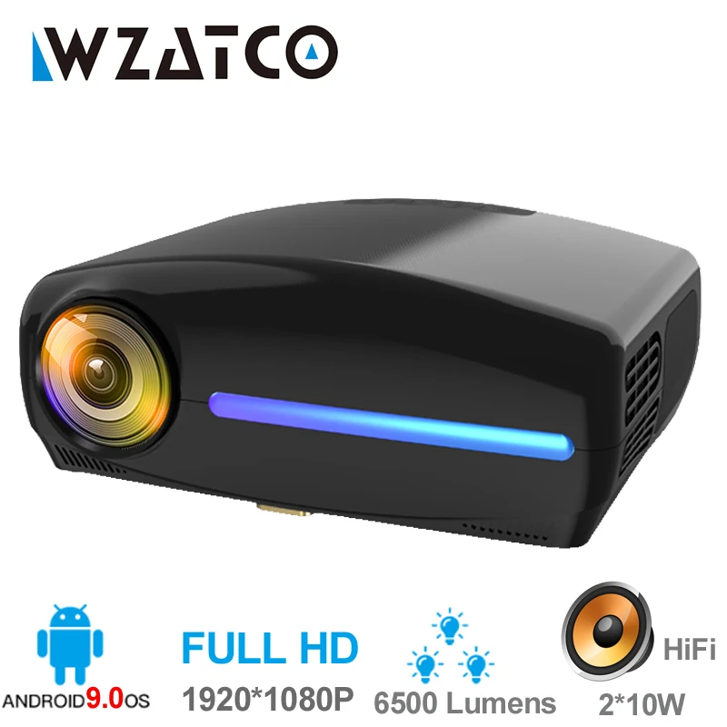 WZATCO C2 1920*1080P Full HD 45 градусов Цифровой keystone светодиодный проектор android 9,0 Wifi дополнительный портативный домашний проектор