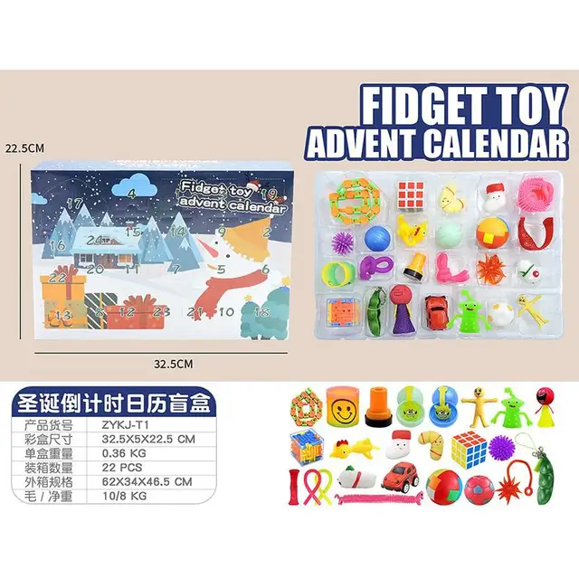 2021 Fidget Toys Advent Calendar Christmas Gift 24 Days Pack Set Anti Stress Kit Stress Relief Figet Toy Blind Box Kids Gift L