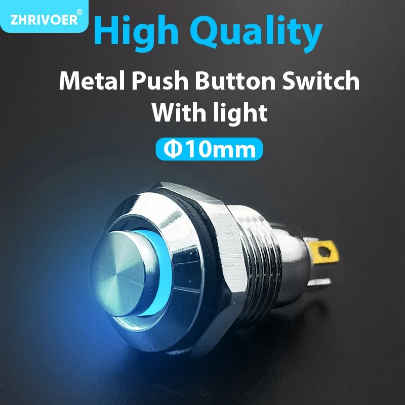 1pc 10mm With LED indicator Self-reset Momentary Self-locking Latching Metal Push Button Switch 4pins high head 3v5v12v24v220v 1pc 10mm With LED indicator Self-reset Momentary Self-locking Latching Metal Push Button Switch 4pins high head 3v5v12v24v220v